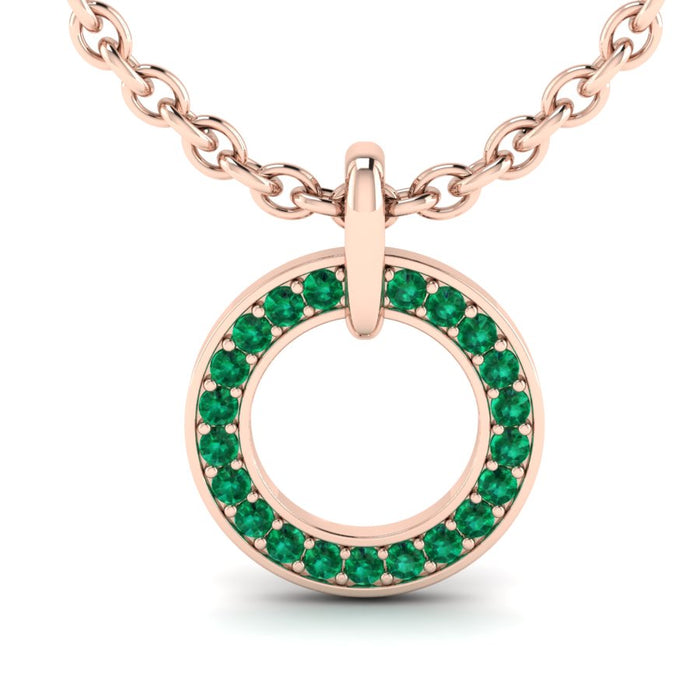 Open Circle Round Emerald Pendant