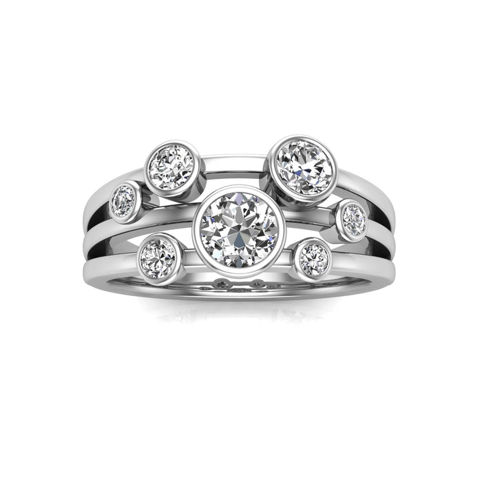 7 Stone Bubble Style 3 Row Ring, The Grand Collection