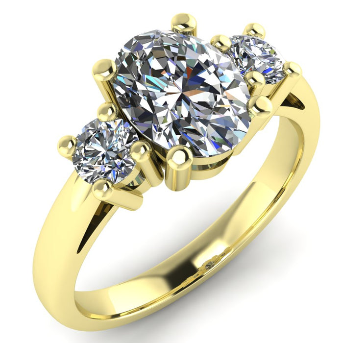3 Stone Ring with Oval Centre and Round Side Stones