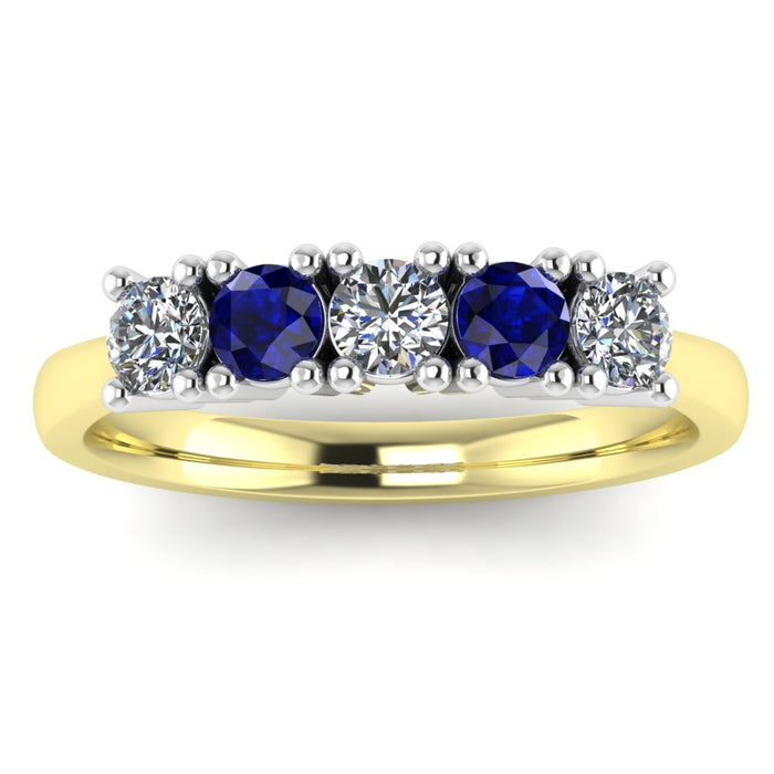 4 Claw 5 Stone Sapphire and Diamond Semi Eternity Ring, The Two Tone Collection