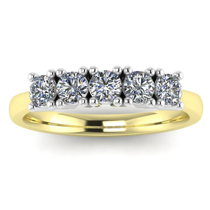 4 Claw 5 Stone Semi Eternity Ring, The Two Tone Collection