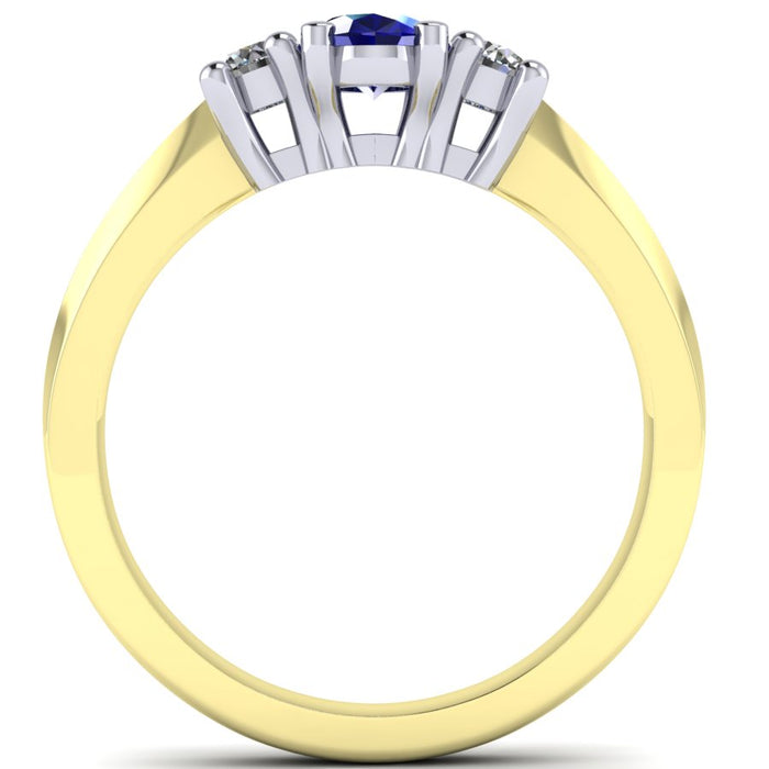 3 Stone Sapphire and Diamond Ring, The Two Tone Collection