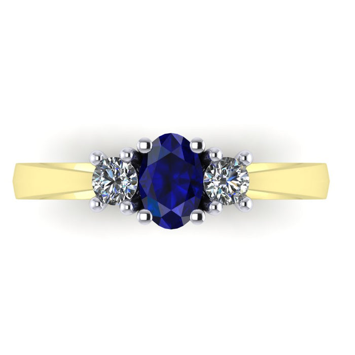 3 Stone Sapphire and Diamond Ring, The Two Tone Collection