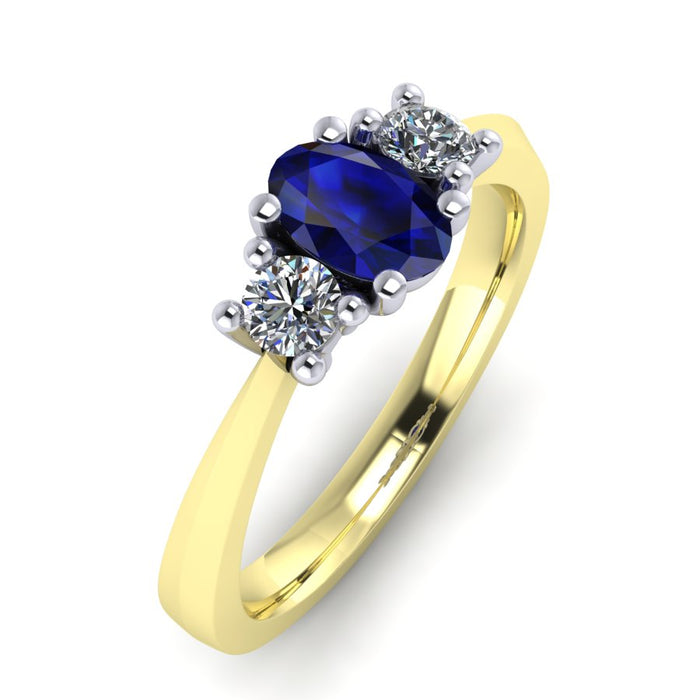 3 Stone Sapphire and Diamond Ring, The Two Tone Collection