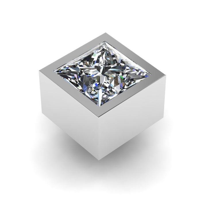 Princess Cut Single Stone Solid Rubover Collet