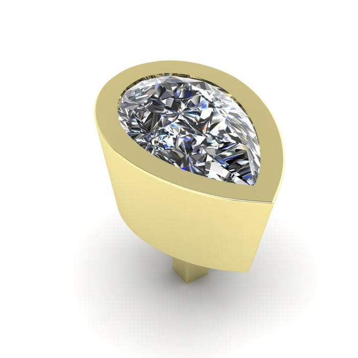 Pear Single Stone Angled Solid Rubover Collet