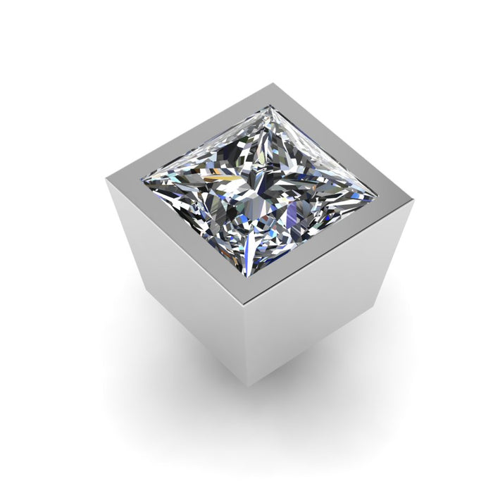 Princess Cut Single Stone Angled Solid Rubover Collet