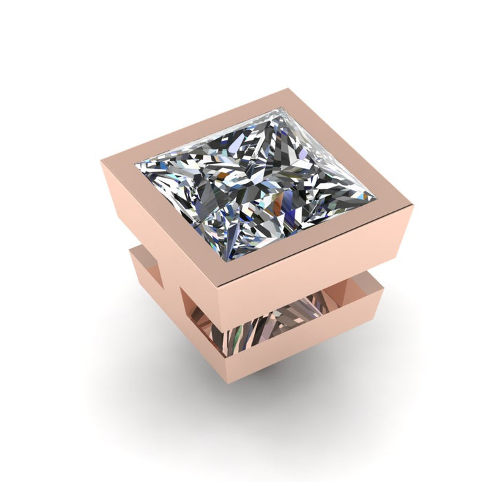 Princess Cut Single Stone Open Gallery Rubover Collet