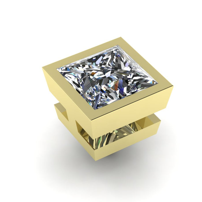 Princess Cut Single Stone Open Gallery Rubover Collet