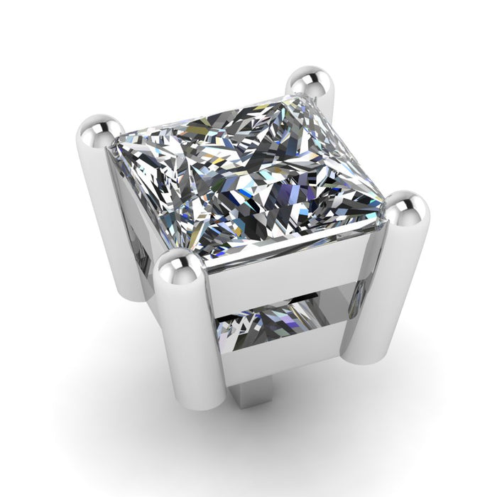 Princess Cut Single Stone Heavy Four Claw Double Gallery Collet