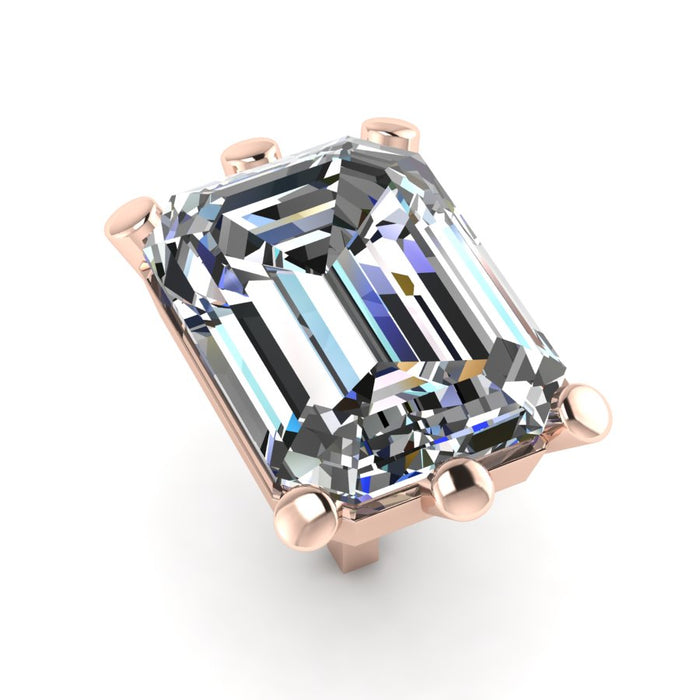 Emerald Cut Single Stone Low Six Claw Wire Collet