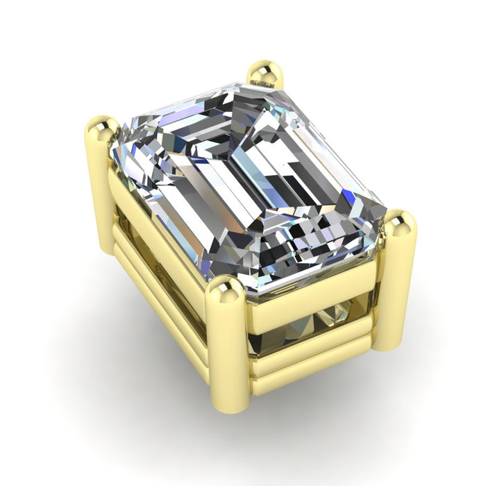 Emerald Cut Single Stone Four Claw Triple Gallery Collet