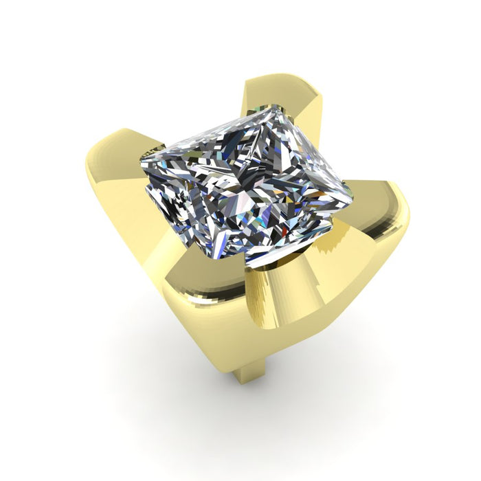 Princess Cut Single Stone Four Claw Collet
