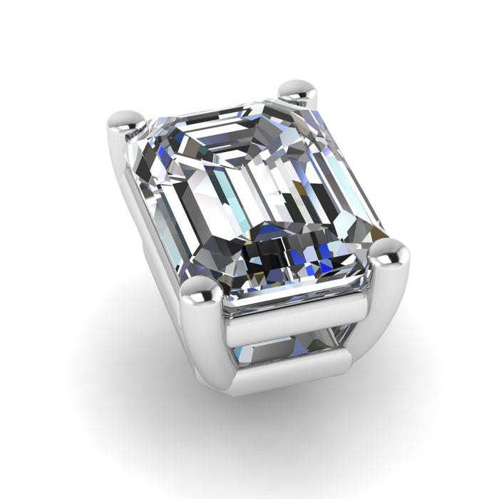 Emerald Cut Single Stone Four Claw Wire Double Gallery Collet