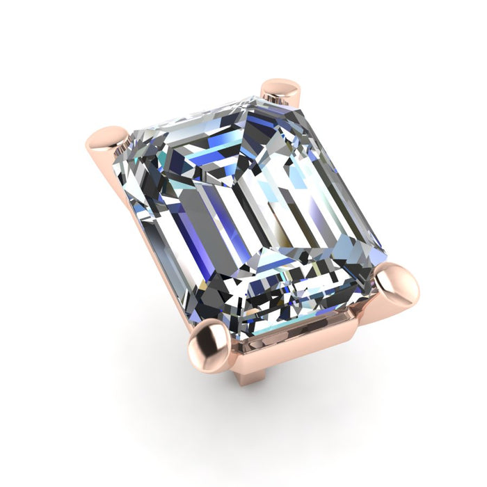 Emerald Cut Single Stone Narrow Four Claw Single Gallery Collet